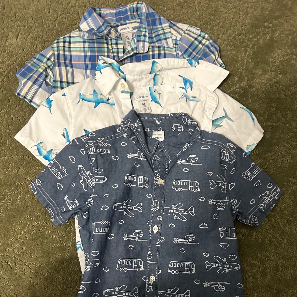 Toddler boys button down short sleeve shirts